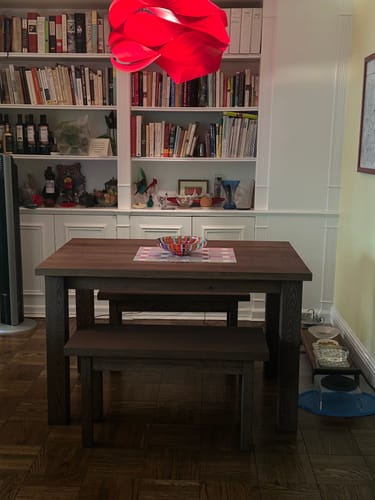 Customer photo review of Plank Farmhouse Dining Table