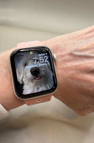 Customer photo review of Apple Band - Silicone Sport Buckle - Pink & White