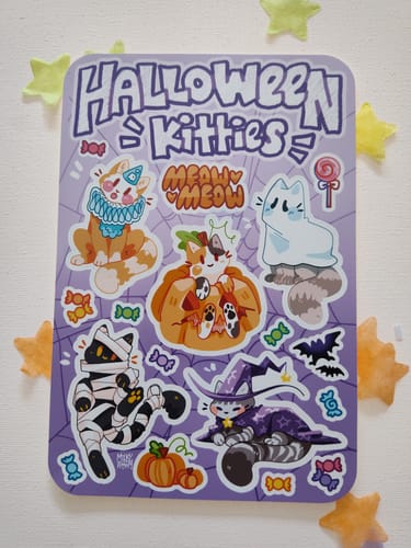 Customer photo review of Halloween Kittens Sticker Sheet!