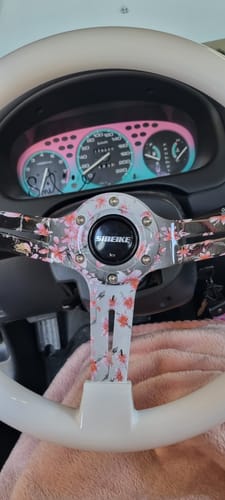 Customer photo review of Cherry Blossom Steering Wheel 14"