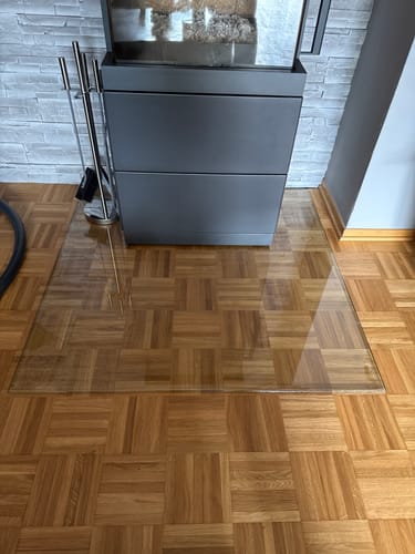 Customer photo review of Glasplatte Kamin, Funkenschutzplatte Glas für Kaminofen - Quadrat