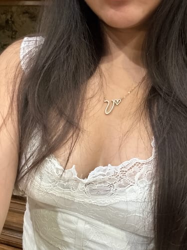 Customer photo review of Dainty heart script initial