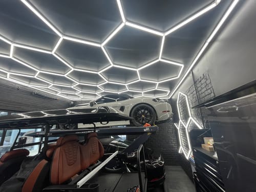 Customer photo review of Dimmable Hexagon Lights | Hex Garage