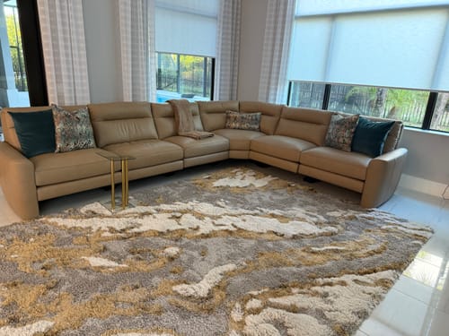 Customer photo review of Chocolate and Blue Lava Pillow Cover