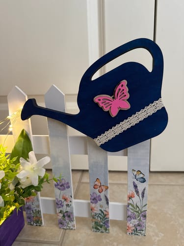 Customer photo review of Unfinished Wood Watering Can Shape - Farm - Garden - Flower - Craft - up to 46" DIY