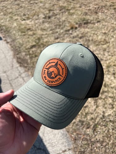 Customer photo review of Premium Custom Leather Patch Hats (Wholesale)