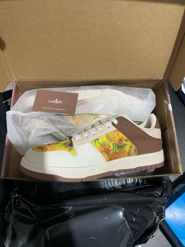 Customer photo review of Van Gogh Almond Blossoms inspired sneakers