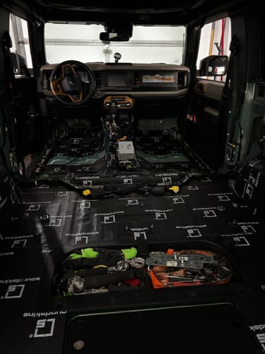Customer photo review of SoundSkins | 2021+ Ford Bronco 2-Doors + Floors Sound Deadening Vehicle Specific Kit | SSK-BRONCO2DR | 3 Layers (Acoustic Foam, Foil, Rubber Butyl), 54 sq ft