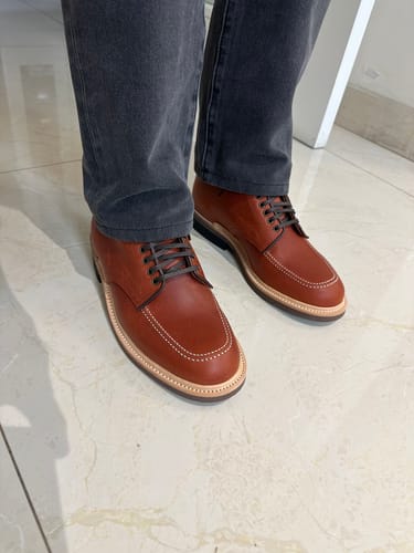 Customer photo review of Indiana Jones MocToe Boot - luosjiet®boots - BrickRed Grain Cowhide