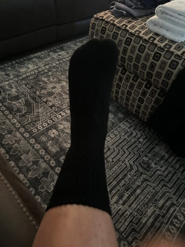 Customer photo review of Wide non-binding crew seamless toe Bamboo socks, air vent with cushion sole, 4 pairs