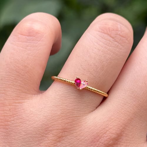 Customer photo review of Custom Tiny Heart Birthstone Adjustable Ring-Christmas Gift