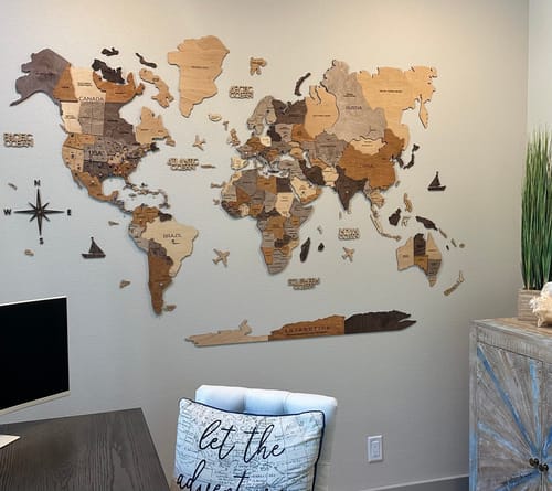 Customer photo review of 3D Wooden World Map Multicolor
