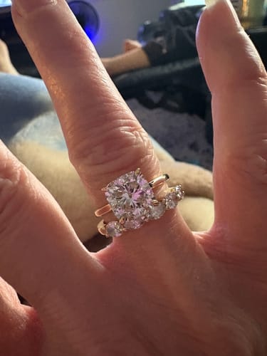 Customer photo review of Hana 3 Carat Emerald Cut Solitaire Lab Grown Diamond Ring in 10k Yellow Gold