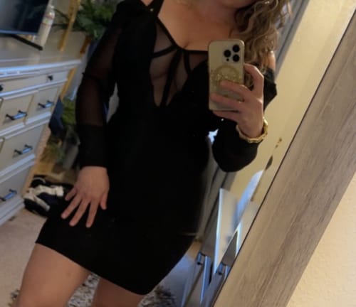 Customer photo review of Nicoleta Black Long Sleeve Bandage Midi Dress