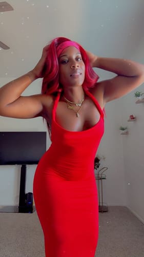 Customer photo review of Evelynn Twisted Halter Multi Way Maxi Dress