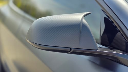 Customer photo review of Real Molded Matte Carbon Fiber BMW M Performance Style Side Mirror Overlay Covers Set for Tesla Model 3 Highland 2023-2025