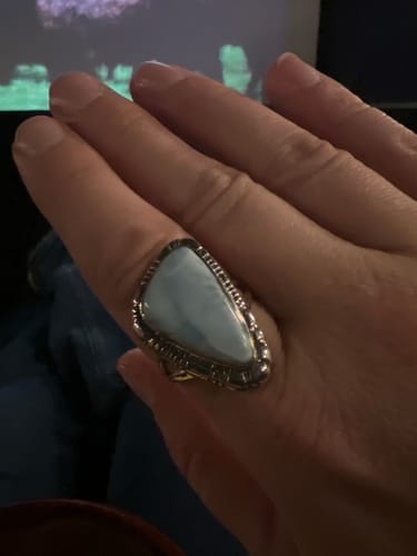 Customer photo review of Large Larimar Sterling Silver Ring