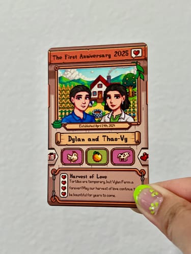Customer photo review of Custom Farmers Metal Card – Personalized Gift for Couples