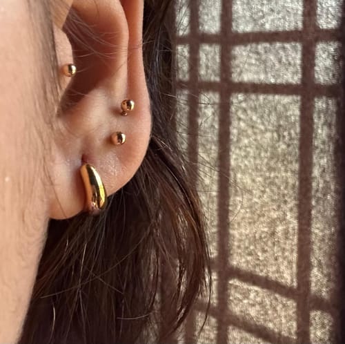 Customer photo review of Golden Crescent Hoop Earrings