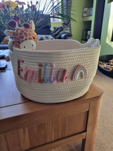 Customer photo review of Baby Knits™ Personalized Knitted Basket