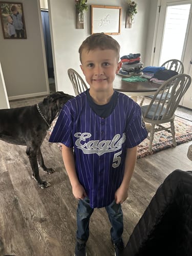 Customer photo review of Custom Pinstripe Baseball Jerseys and Button-Down Shirts for Team Sports