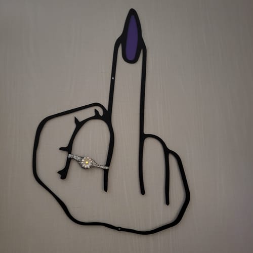 Customer photo review of Fuck, Middle Finger Line Art Metal Wall Art
