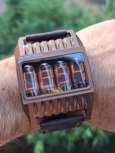 Customer photo review of Nixie Tube Watch 'Futuristic Numitron'