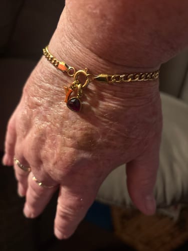 Customer photo review of Letter & birthstone bracelet gold