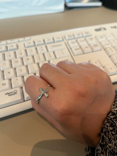 Customer photo review of Liquid Open Cross Ring
