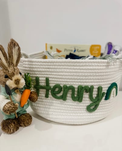 Customer photo review of Baby Knits™ Personalized Knitted Basket