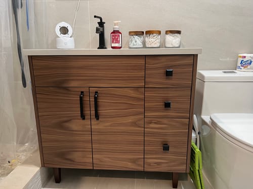 Customer photo review of Austin SLIM 36" American Black Walnut Bathroom Vanity, Left Sink