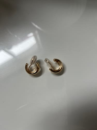 Customer photo review of Simple Huggie Clip On Earrings in Gold