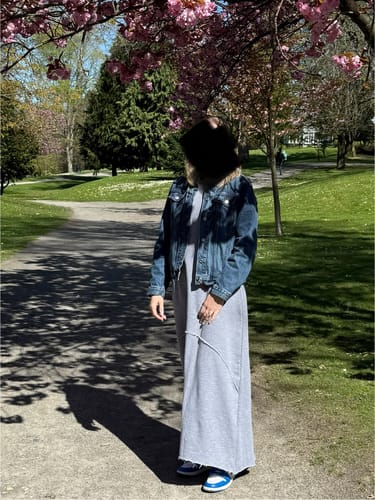 Customer photo review of Relaxed-Fit Grey Maxi Dress