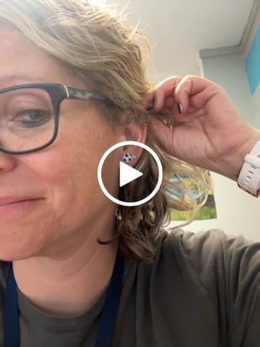 Ashlee J. review of Soccer Ball Studs Hypoallergenic Earrings for Sensitive Ears Made with Plastic Posts image 1 out of 1