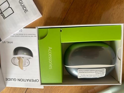 Customer photo review of BTE Rechargeable Hearing Amplifiers, with Wireless Charging Case