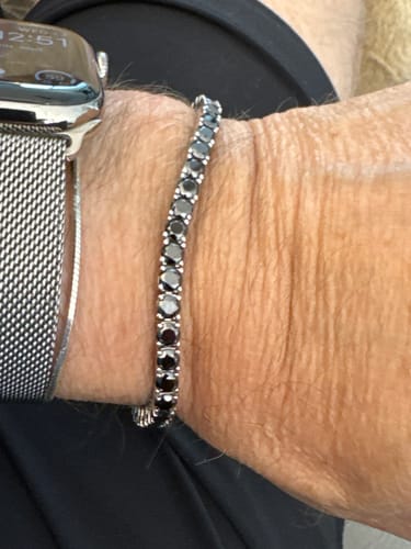 Customer photo review of Black Moissanite Diamond 925 Sterling Silver Tennis Chain Bracelet