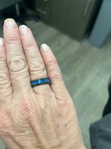 Customer photo review of Titanium Carbide Ring with Cremation Ashes
