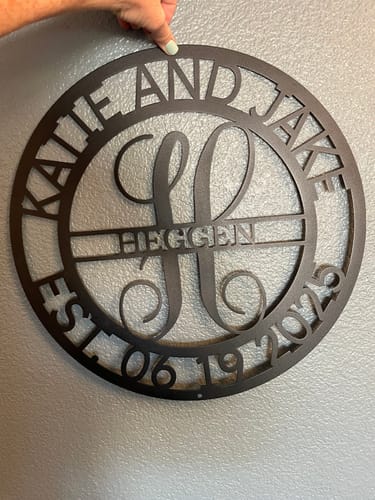 Customer photo review of Elaborate Name - Steel Sign