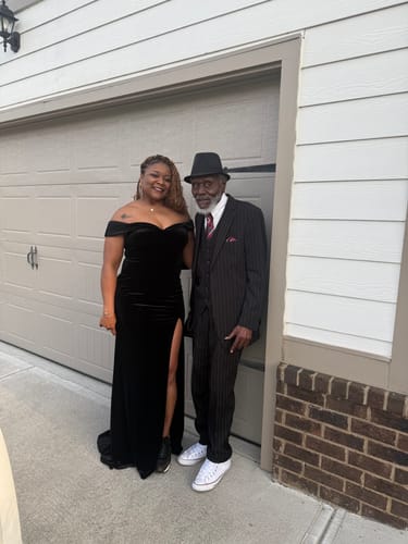 Customer photo review of Perza Black Off Shoulder Velvet Gown Dress