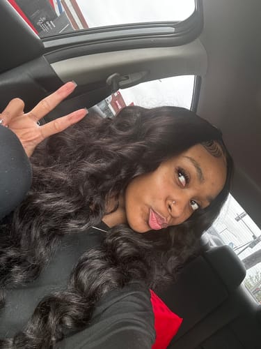 Customer photo review of CurlyMe Loose Deep Virgin Human Hair 4 Bundles with 13x4 Frontal Natural Black