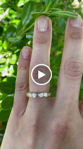 Customer video review of Doveggs baguette channel set moissanite/lab grown diamond wedding band-2.4mm band width