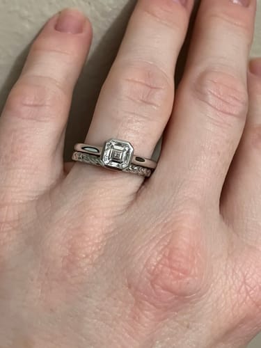 Customer photo review of Doveggs solitaire engagement ring semi-mount only(Exclusively to DovEggs Stones)