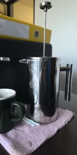 Customer photo review of Cafetiere Isotherme Argentée à Double Paroi Isolée