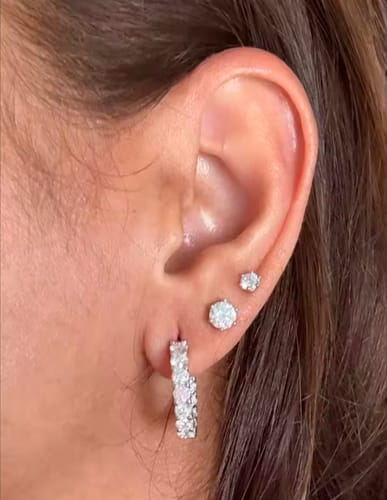 Customer photo review of Elara Gold Plated Silver Moissanite Hoop Earrings