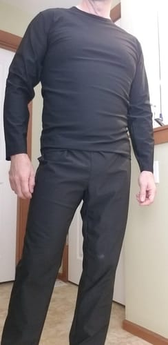 Customer photo review of Sauna Steaming Suit Slimming Body Shaping Suit Boxing Top Long Sleeve Men