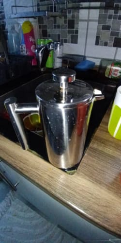 Customer photo review of Cafetiere Isotherme Argentée à Double Paroi Isolée