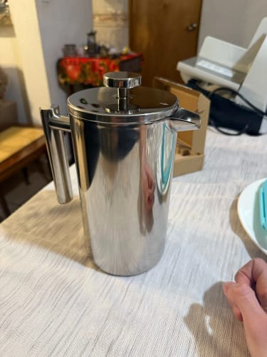 Customer photo review of Cafetiere Isotherme Argentée à Double Paroi Isolée