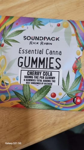Customer photo review of THC Cherry Cola Gummies 600mg 6 Pack Delta 8 Delta 9 SoundPack Rick Rubin
