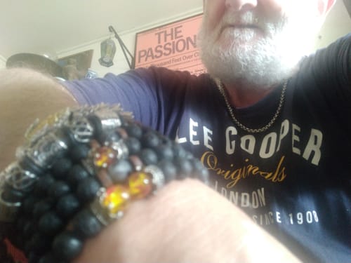 Customer photo review of Scorched Legacy - Volcanic Stone Onyx Bead Bracelet