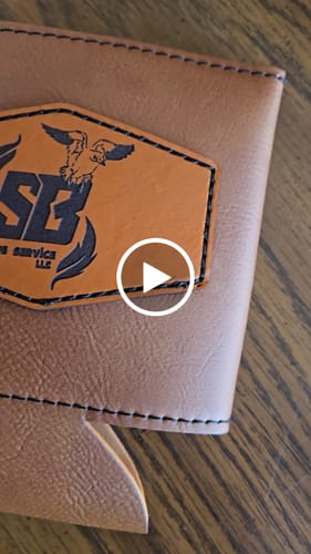 Customer video review of Custom Leather Koozies Can Cooler Sleeves Neoprene Authentic Leather Patch